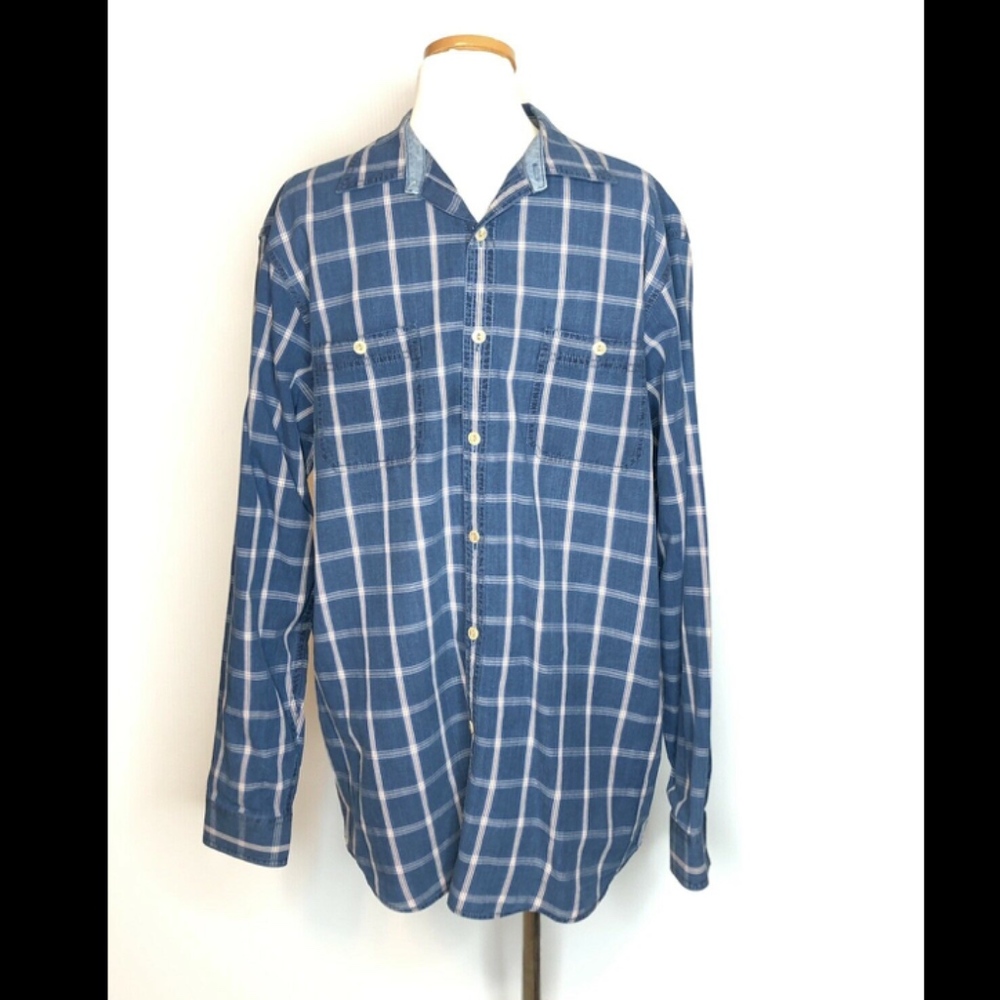Daniel Cremieux collection blue plaid dress shirt